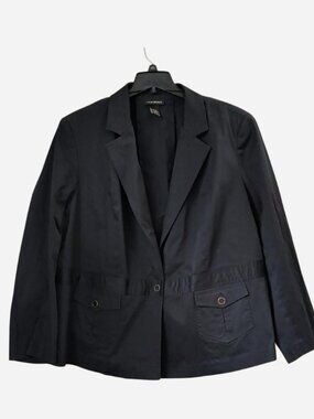 Lane Bryant Black Cotton Sateen Blazer Plus Size 22/24 Stretch Workwear